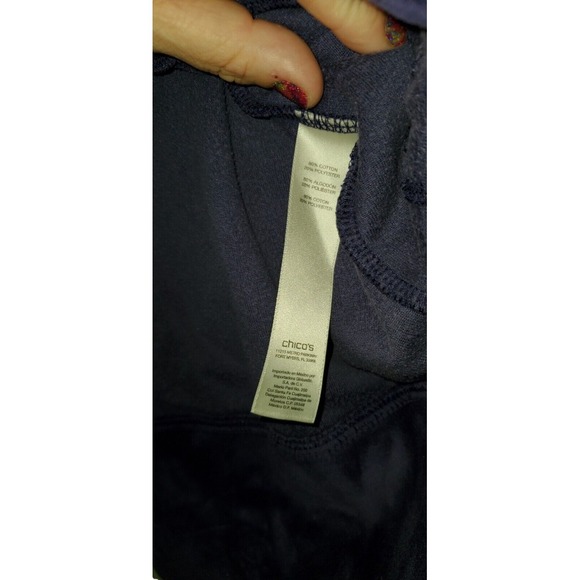 Zenergy Chico's Size L 2 purple Soft Velvet Zip Sweatshirt Jacket Pockets Bling - Picture 9 of 11